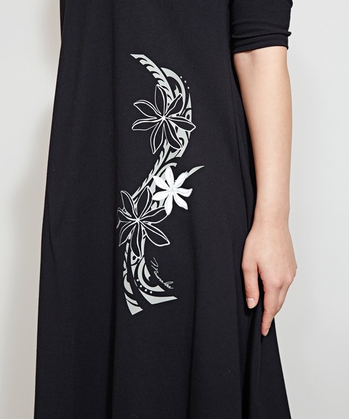 【セール】【Maunaloa】ラメティアレ楽屋着ワンピース5分袖（ワンピース）｜Maunaloa（マウナロア）