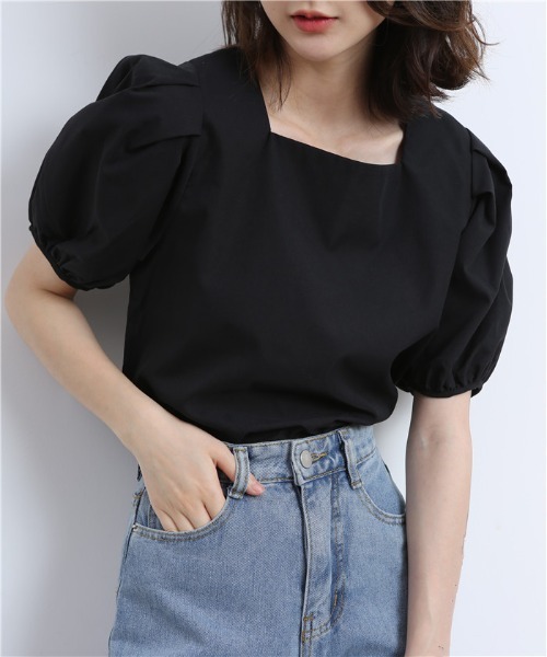MAISON DE THERESE(メゾン ド テレーズ)の「スクエアネック パワスリーブ シャツブラウス(シャツ/ブラウス・レディース・ホワイト/ブラック/ブルー・MEDIUM)」の2枚目の写真