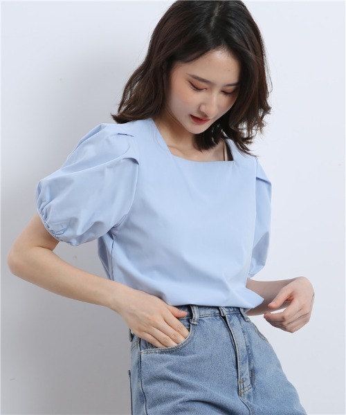 MAISON DE THERESE(メゾン ド テレーズ)の「スクエアネック パワスリーブ シャツブラウス(シャツ/ブラウス・レディース・ホワイト/ブラック/ブルー・MEDIUM)」の4枚目の写真