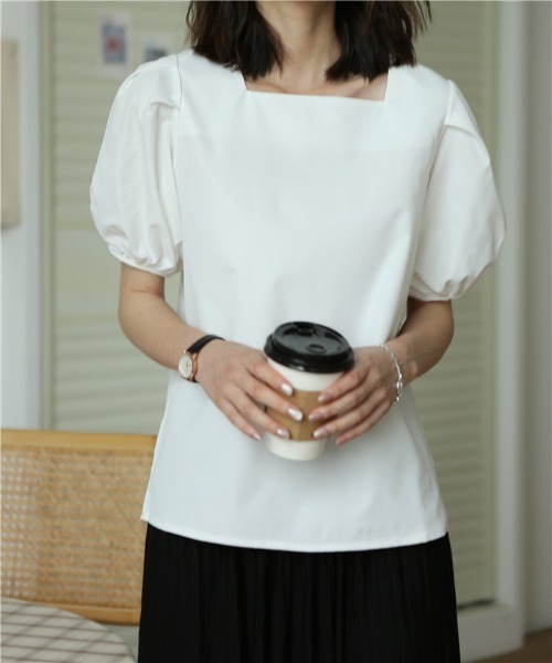 MAISON DE THERESE(メゾン ド テレーズ)の「スクエアネック パワスリーブ シャツブラウス(シャツ/ブラウス・レディース・ホワイト/ブラック/ブルー・MEDIUM)」の10枚目の写真