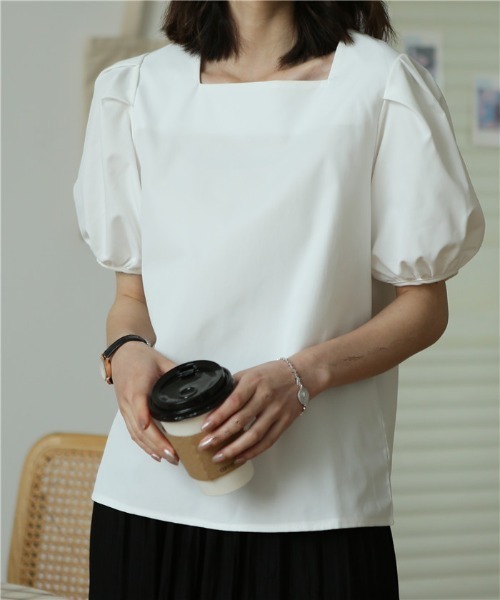 MAISON DE THERESE(メゾン ド テレーズ)の「スクエアネック パワスリーブ シャツブラウス(シャツ/ブラウス・レディース・ホワイト/ブラック/ブルー・MEDIUM)」の12枚目の写真