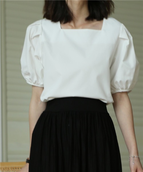 MAISON DE THERESE(メゾン ド テレーズ)の「スクエアネック パワスリーブ シャツブラウス(シャツ/ブラウス・レディース・ホワイト/ブラック/ブルー・MEDIUM)」の15枚目の写真