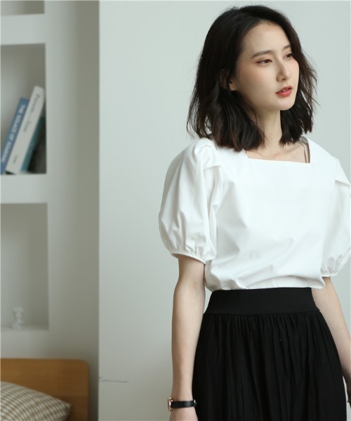 MAISON DE THERESE(メゾン ド テレーズ)の「スクエアネック パワスリーブ シャツブラウス(シャツ/ブラウス・レディース・ホワイト/ブラック/ブルー・MEDIUM)」の18枚目の写真