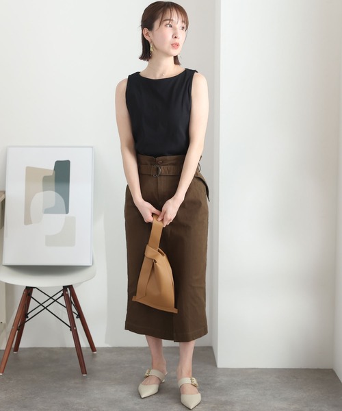 ElegChic（エレグシック）の「ボートネックタンクトップ（タンクトップ・レディース・チャコールグレー/ブラック/ベージュ/オフホワイト/カーキ/杢グレー/ピンクベージュ・4L/M/L/XL/XXL）」の11枚目の写真