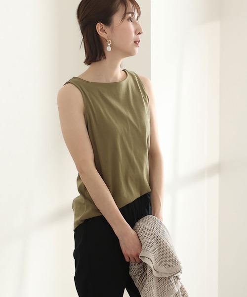 ElegChic（エレグシック）の「ボートネックタンクトップ（タンクトップ・レディース・チャコールグレー/ブラック/ベージュ/オフホワイト/カーキ/杢グレー/ピンクベージュ・4L/M/L/XL/XXL）」の13枚目の写真