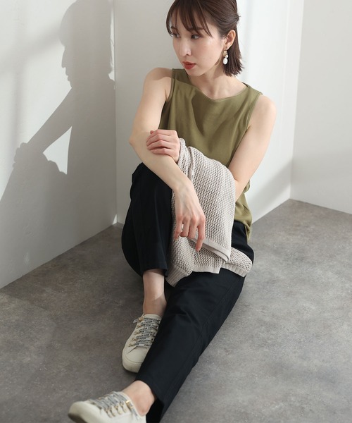 ElegChic（エレグシック）の「ボートネックタンクトップ（タンクトップ・レディース・チャコールグレー/ブラック/ベージュ/オフホワイト/カーキ/杢グレー/ピンクベージュ・4L/M/L/XL/XXL）」の15枚目の写真
