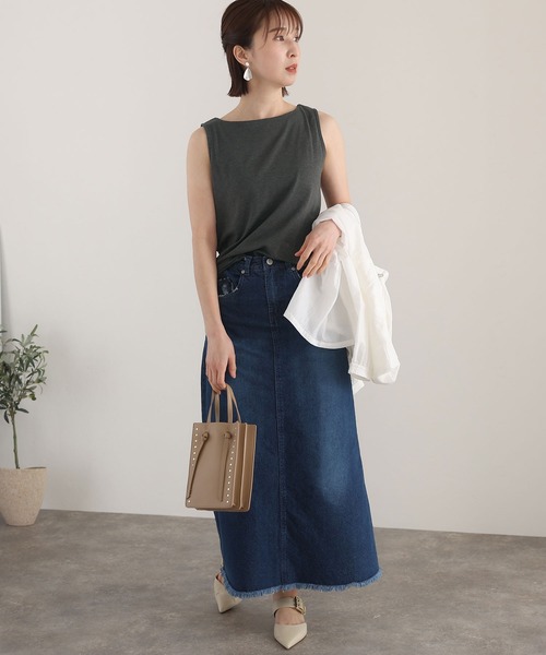 ElegChic（エレグシック）の「ボートネックタンクトップ（タンクトップ・レディース・チャコールグレー/ブラック/ベージュ/オフホワイト/カーキ/杢グレー/ピンクベージュ・4L/M/L/XL/XXL）」の22枚目の写真