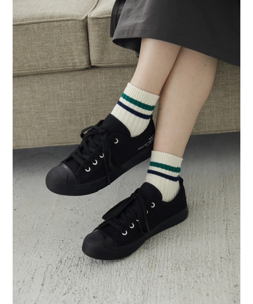 AMERICAN HOLIC（アメリカンホリック）の「キャンバスロゴスニーカー（スニーカー・レディース・ブラック/ベージュ/オフホワイト・S/M/L）」の4枚目の写真