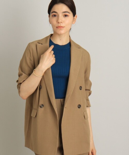 THE SHOP TK （ザ ショップ ティーケー ）の「◆麻調リラックステーラード ダブルジャケット（テーラードジャケット・レディース・ライトグリーン/サンドベージュ・12/13）」の21枚目の写真