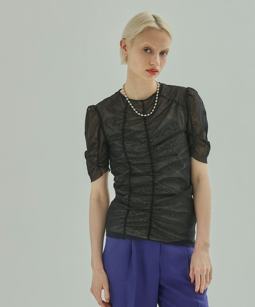 UNITED TOKYO(ユナイテッドトウキョウ)の「シースルーチュールトップス(Tシャツ/カットソー・レディース・ブラック/パープル/オフホワイト・FREE)」の16枚目の写真