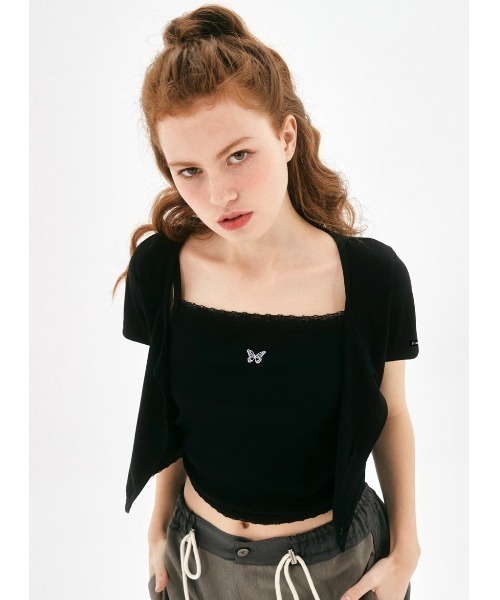 FANCY CLUB（ファンシークラブ）の「A'GEM/9 × .kom『 FANCY CLUB/ファンシークラブ』CUTIE-PIE CROP CARDIGAN/キューティーパイ カーディガン（カーディガン/ボレロ・レディース・ホワイト/ブラック/チャコールグレー・FREE）」の14枚目の写真