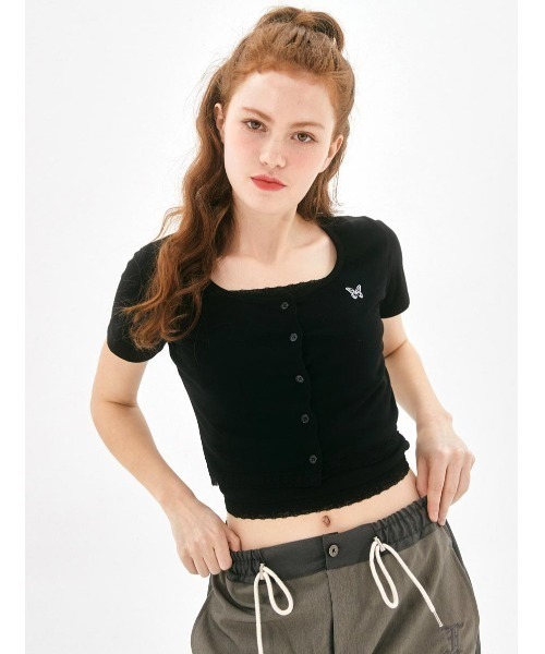 FANCY CLUB（ファンシークラブ）の「A'GEM/9 × .kom『 FANCY CLUB/ファンシークラブ』CUTIE-PIE CROP CARDIGAN/キューティーパイ カーディガン（カーディガン/ボレロ・レディース・ホワイト/ブラック/チャコールグレー・FREE）」の18枚目の写真