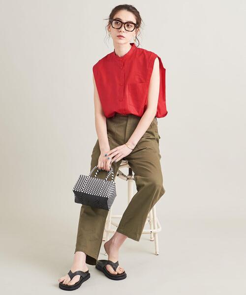 BEAUTY&YOUTH UNITED ARROWS（ビューティーアンドユースユナイテッドアローズ）の「【WEB限定】麻レーヨン バンドカラーノースリーブシャツ -ウォッシャブル-（シャツ/ブラウス・レディース・レッド/ライラック/ケリー/コバルトブルー・FREE）」の12枚目の写真