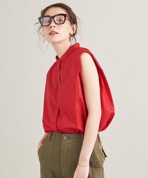 BEAUTY&YOUTH UNITED ARROWS（ビューティーアンドユースユナイテッドアローズ）の「【WEB限定】麻レーヨン バンドカラーノースリーブシャツ -ウォッシャブル-（シャツ/ブラウス・レディース・レッド/ライラック/ケリー/コバルトブルー・FREE）」の15枚目の写真
