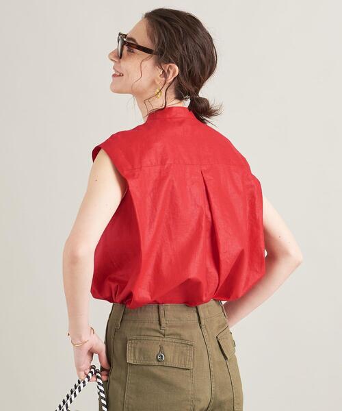 BEAUTY&YOUTH UNITED ARROWS（ビューティーアンドユースユナイテッドアローズ）の「【WEB限定】麻レーヨン バンドカラーノースリーブシャツ -ウォッシャブル-（シャツ/ブラウス・レディース・レッド/ライラック/ケリー/コバルトブルー・FREE）」の8枚目の写真