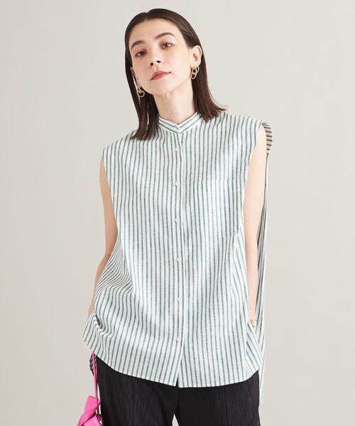BEAUTY&YOUTH UNITED ARROWS（ビューティーアンドユースユナイテッドアローズ）の「【WEB限定】麻レーヨン バンドカラーノースリーブシャツ -ウォッシャブル-（シャツ/ブラウス・レディース・レッド/ライラック/ケリー/コバルトブルー・FREE）」の20枚目の写真