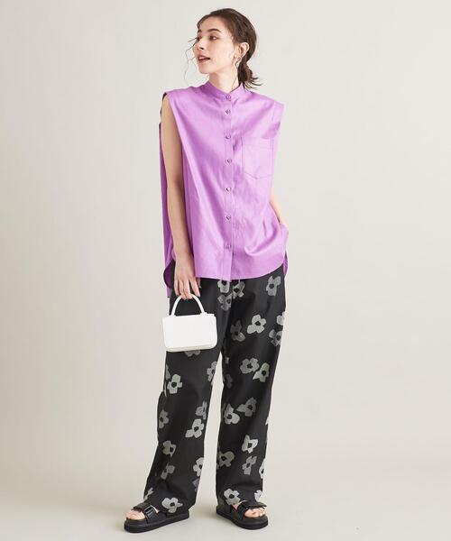 BEAUTY&YOUTH UNITED ARROWS（ビューティーアンドユースユナイテッドアローズ）の「【WEB限定】麻レーヨン バンドカラーノースリーブシャツ -ウォッシャブル-（シャツ/ブラウス・レディース・レッド/ライラック/ケリー/コバルトブルー・FREE）」の13枚目の写真
