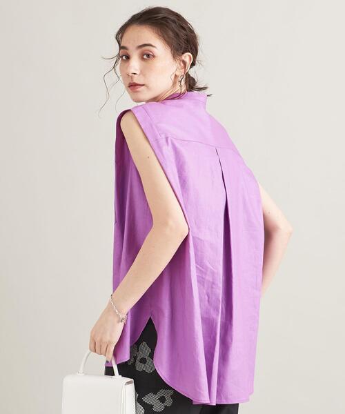 BEAUTY&YOUTH UNITED ARROWS（ビューティーアンドユースユナイテッドアローズ）の「【WEB限定】麻レーヨン バンドカラーノースリーブシャツ -ウォッシャブル-（シャツ/ブラウス・レディース・レッド/ライラック/ケリー/コバルトブルー・FREE）」の16枚目の写真