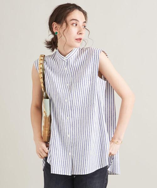 BEAUTY&YOUTH UNITED ARROWS（ビューティーアンドユースユナイテッドアローズ）の「【WEB限定】麻レーヨン バンドカラーノースリーブシャツ -ウォッシャブル-（シャツ/ブラウス・レディース・レッド/ライラック/ケリー/コバルトブルー・FREE）」の21枚目の写真