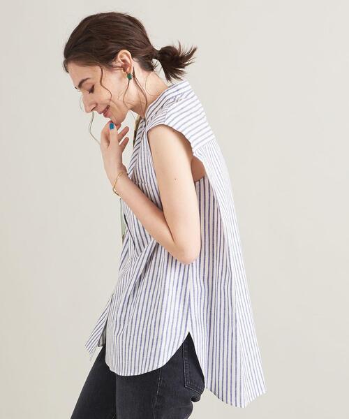BEAUTY&YOUTH UNITED ARROWS（ビューティーアンドユースユナイテッドアローズ）の「【WEB限定】麻レーヨン バンドカラーノースリーブシャツ -ウォッシャブル-（シャツ/ブラウス・レディース・レッド/ライラック/ケリー/コバルトブルー・FREE）」の14枚目の写真