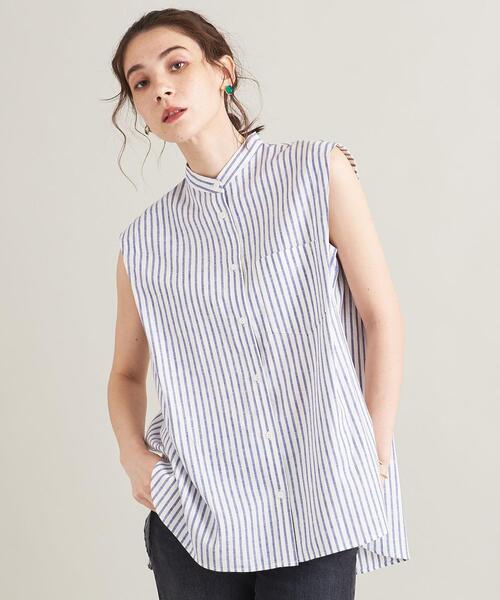 BEAUTY&YOUTH UNITED ARROWS（ビューティーアンドユースユナイテッドアローズ）の「【WEB限定】麻レーヨン バンドカラーノースリーブシャツ -ウォッシャブル-（シャツ/ブラウス・レディース・レッド/ライラック/ケリー/コバルトブルー・FREE）」の17枚目の写真