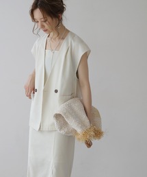 frames RAY CASSIN | WEB限定 リネンブレンドノーカラージレ セットアップ着用可(ベスト)