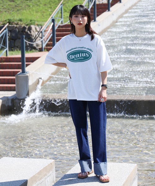 ZIP FIVE(ジップファイブ)の「【ZIP FIVE】韓国ヴィンテージ風 フロントバックロゴ 半袖Tシャツ(Tシャツ/カットソー・レディース・ホワイト系/ブラック系/ホワイト/グリーン/ネイビー/ホワイト系1/オートミール/ロイヤルブルー/ブラック・MEDIUM/LARGE)」の14枚目の写真