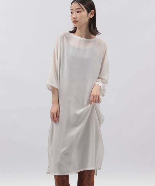 LAKOLE（ラコレ）の「シアーエルボースリーブワンピース / 296002（ワンピース・レディース・ブラック/グリーン/オフホワイト・MEDIUM/SMALL）」の2枚目の写真