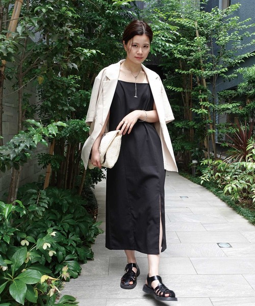 CORNERS(コーナーズ)の「スリットキャミワンピース(ワンピース・レディース・ブラック/ブラウン/アイボリー・S/M/L)」の6枚目の写真