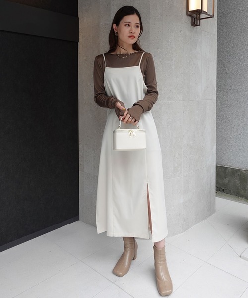 CORNERS(コーナーズ)の「スリットキャミワンピース(ワンピース・レディース・ブラック/ブラウン/アイボリー・S/M/L)」の19枚目の写真