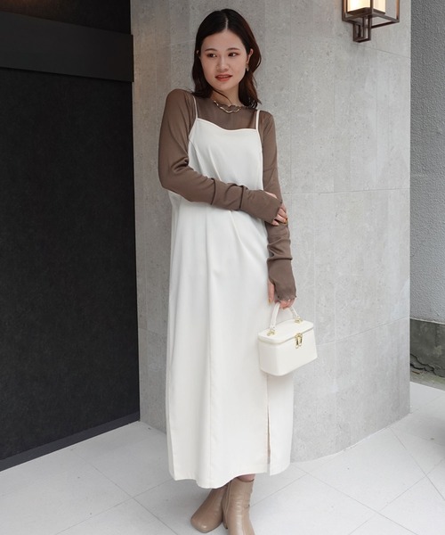 CORNERS(コーナーズ)の「スリットキャミワンピース(ワンピース・レディース・ブラック/ブラウン/アイボリー・S/M/L)」の21枚目の写真