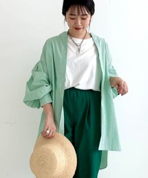 ストライプボリュームブラウス