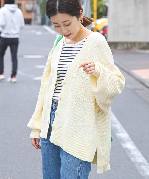 coen（コーエン）の「［洗える］カタアゼリラックスVネックカーディガン#（WEB限定カラー）（カーディガン/ボレロ・レディース・ダークグリーン/オレンジ/マスタード/ブラック/ライトグレー/コバルトブルー/オフホワイト/モカ/ダークグレー・FREE）」の21枚目の写真