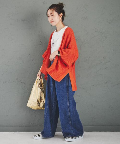 coen（コーエン）の「［洗える］カタアゼリラックスVネックカーディガン#（WEB限定カラー）（カーディガン/ボレロ・レディース・ダークグリーン/オレンジ/マスタード/ブラック/ライトグレー/コバルトブルー/オフホワイト/モカ/ダークグレー・FREE）」の20枚目の写真