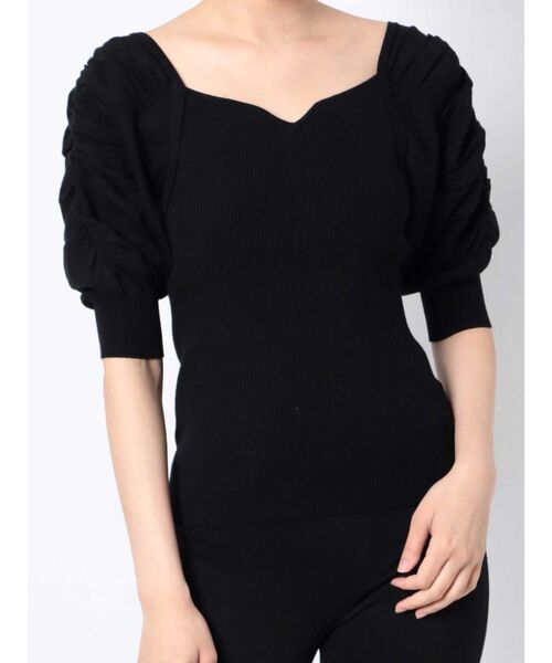 MERCURYDUO（マーキュリーデュオ）の「2WAYギャザリングパワショルリブニット（ニット/セーター・レディース・オフホワイト/ブラック/ミント/パープル・FREE）」の2枚目の写真