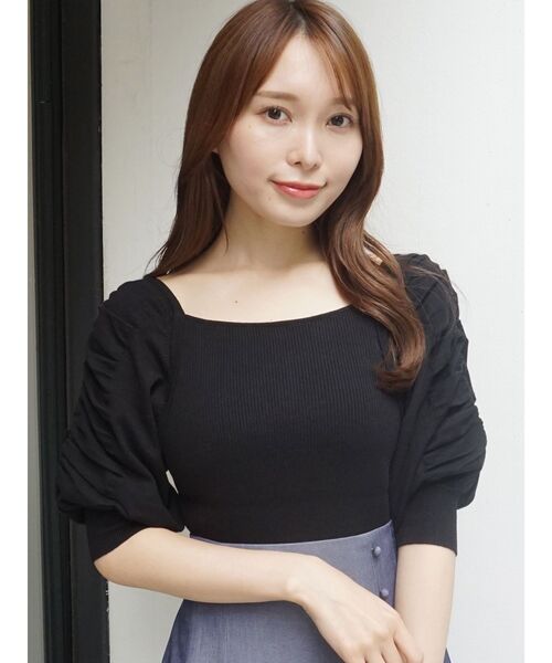 MERCURYDUO（マーキュリーデュオ）の「2WAYギャザリングパワショルリブニット（ニット/セーター・レディース・オフホワイト/ブラック/ミント/パープル・FREE）」の12枚目の写真