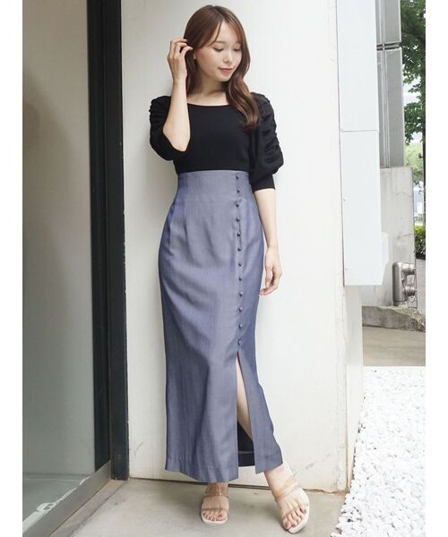 MERCURYDUO（マーキュリーデュオ）の「2WAYギャザリングパワショルリブニット（ニット/セーター・レディース・オフホワイト/ブラック/ミント/パープル・FREE）」の21枚目の写真