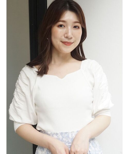 MERCURYDUO（マーキュリーデュオ）の「2WAYギャザリングパワショルリブニット（ニット/セーター・レディース・オフホワイト/ブラック/ミント/パープル・FREE）」の14枚目の写真