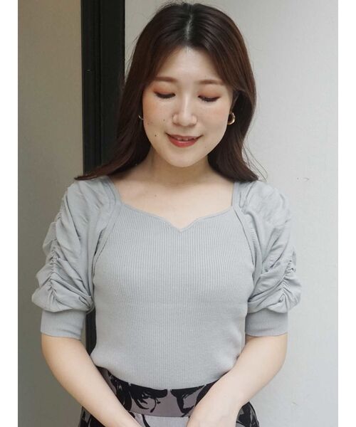 MERCURYDUO（マーキュリーデュオ）の「2WAYギャザリングパワショルリブニット（ニット/セーター・レディース・オフホワイト/ブラック/ミント/パープル・FREE）」の7枚目の写真