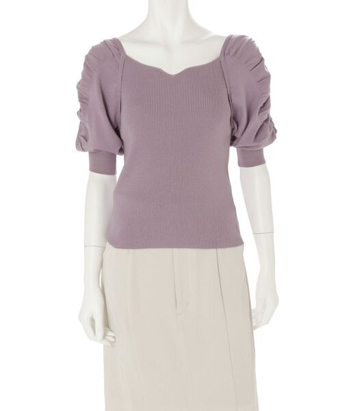 MERCURYDUO（マーキュリーデュオ）の「2WAYギャザリングパワショルリブニット（ニット/セーター・レディース・オフホワイト/ブラック/ミント/パープル・FREE）」の8枚目の写真