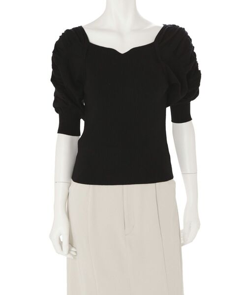 MERCURYDUO（マーキュリーデュオ）の「2WAYギャザリングパワショルリブニット（ニット/セーター・レディース・オフホワイト/ブラック/ミント/パープル・FREE）」の6枚目の写真