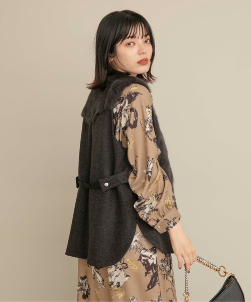 Eimee Lawファー＆メルトンミドル丈ベストジレ Eimee Law（エイミーロウ）の「ファー&メルトンミドル丈