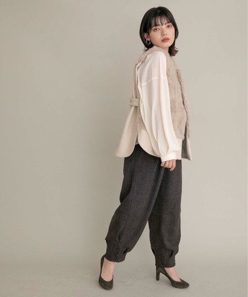 Eimee Law（エイミーロウ）の「ファー&メルトンミドル丈ベストジレ