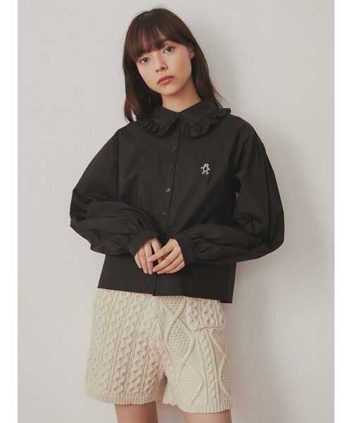 merry jenny（メリージェニー）の「bear刺繍フリルカラーブラウス（シャツ/ブラウス・レディース・ブラック/オフホワイト/ピンク・FREE）」の9枚目の写真