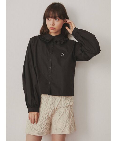 merry jenny（メリージェニー）の「bear刺繍フリルカラーブラウス（シャツ/ブラウス・レディース・ブラック/オフホワイト/ピンク・FREE）」の5枚目の写真