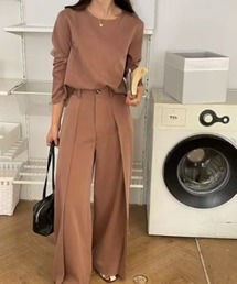 タックセンタープレスワイドパンツセットアップ(長袖)