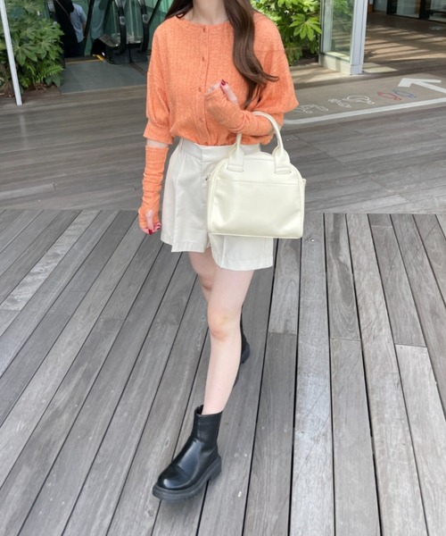 WEGO（ウィゴー）の「WEGO/【2点セット】2WAYアームカバー付きカーデ（カーディガン/ボレロ・レディース・アイボリー/オレンジ・FREE）」の3枚目の写真
