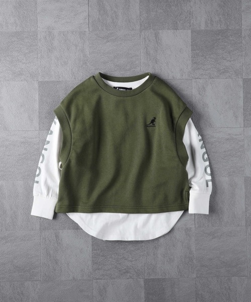 KANGOL KIDS（カンゴールキッズ）の「【KANGOL】ベストレイヤードプルオーバー（Tシャツ/カットソー・キッズ・ブラック/カーキブラウン・105/160/130/150/140/120）」の20枚目の写真