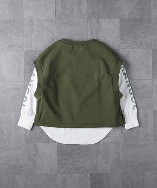 KANGOL KIDS（カンゴールキッズ）の「【KANGOL】ベストレイヤードプルオーバー（Tシャツ/カットソー・キッズ・ブラック/カーキブラウン・105/160/130/150/140/120）」の19枚目の写真