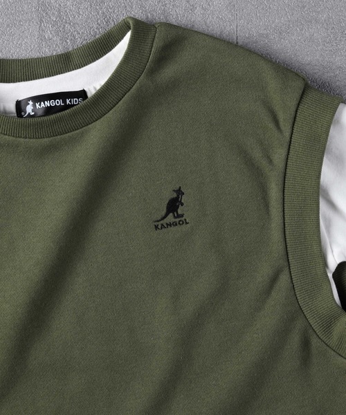 KANGOL KIDS（カンゴールキッズ）の「【KANGOL】ベストレイヤードプルオーバー（Tシャツ/カットソー・キッズ・ブラック/カーキブラウン・105/160/130/150/140/120）」の18枚目の写真